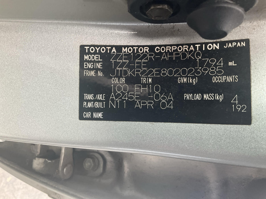 2004 Toyota Corolla  E120 5849 - Used parts for sale