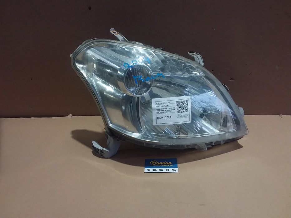 2004, Toyota, Raum, Right Headlamp