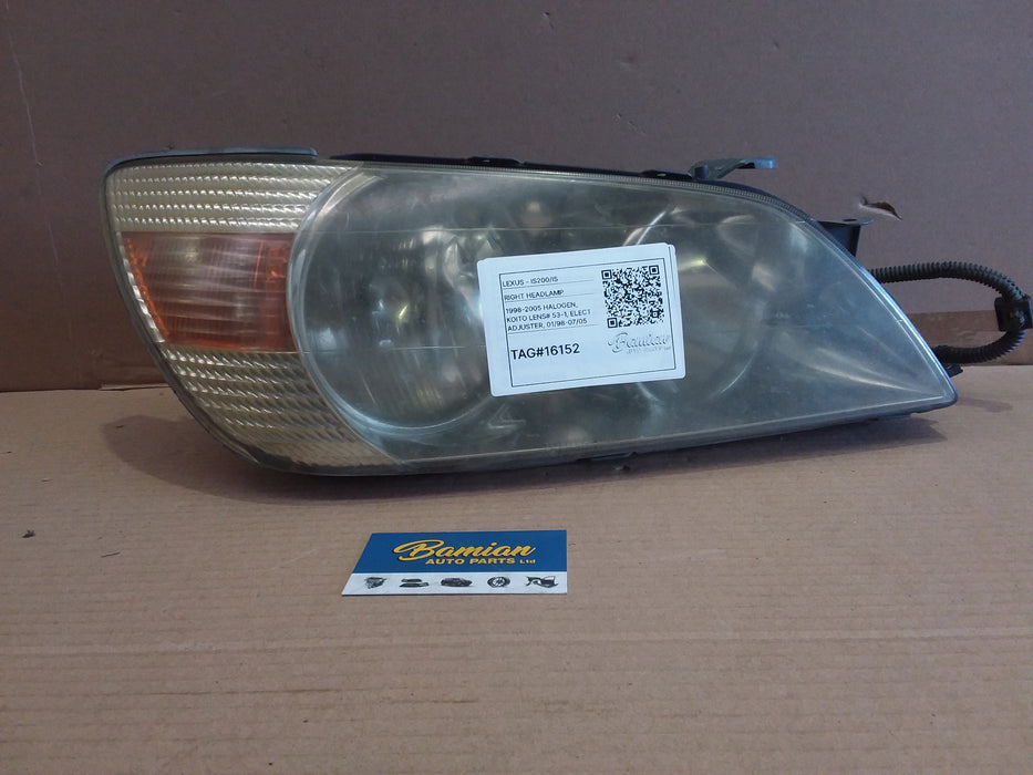 2005, Lexus, IS200/IS300, XE10 Series, Right Headlamp