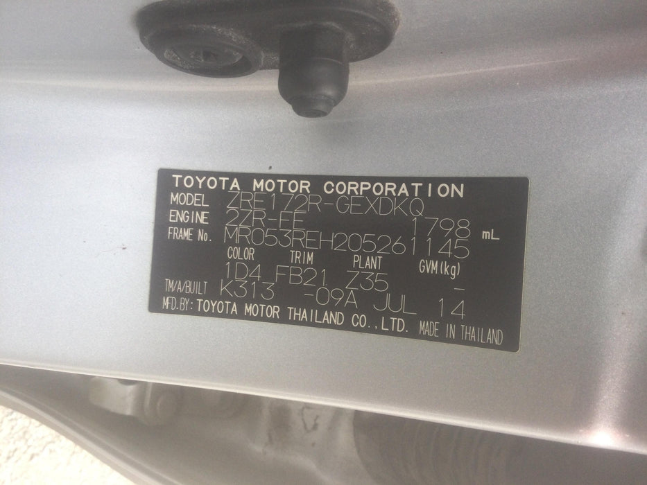 2014 Toyota Corolla GX 1.8P/CVT/SL/4DR/5  5911 - Used parts for sale