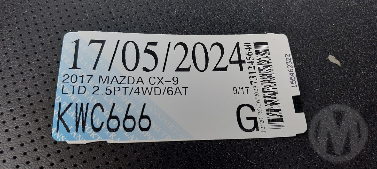 2017 Mazda Cx-9 LTD 2.5PT/4WD/6AT  4320 - Used parts for sale